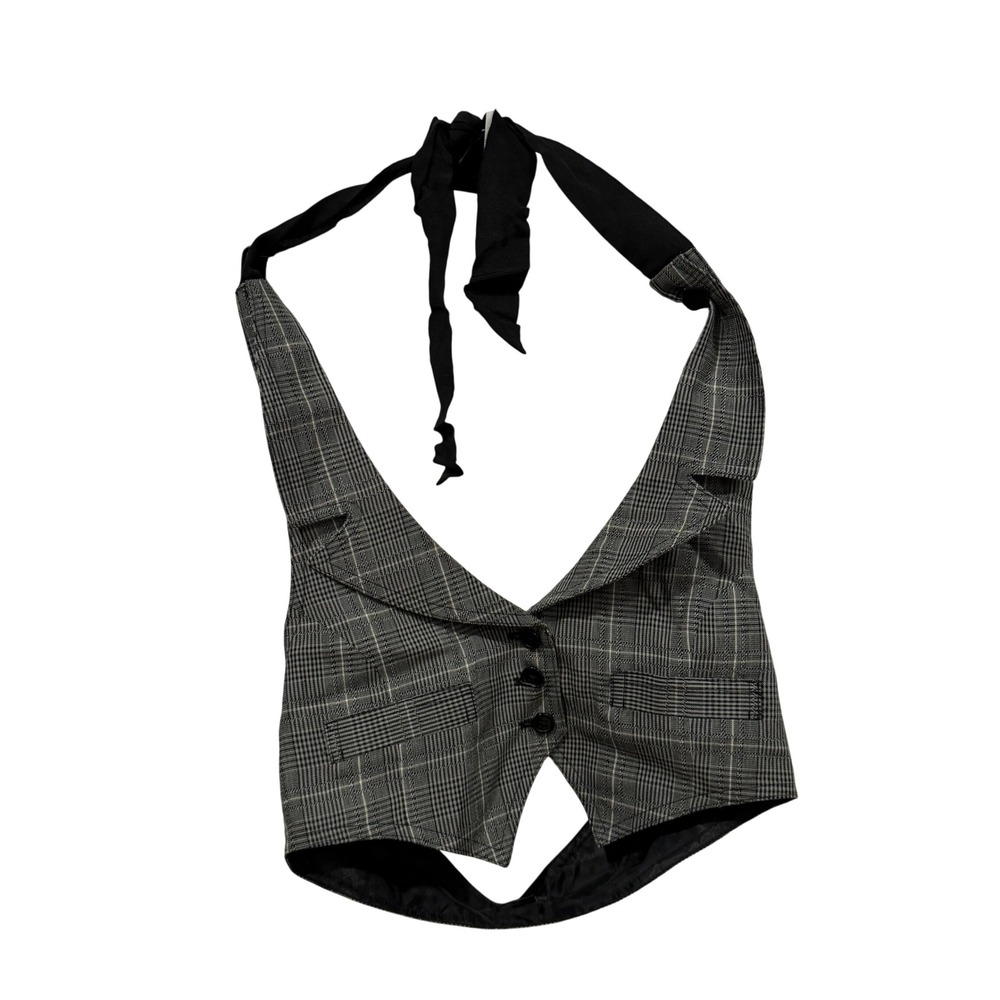 Anna‎ Sui for Target Grey Plaid Halter Vest Top Waistcoat Size M